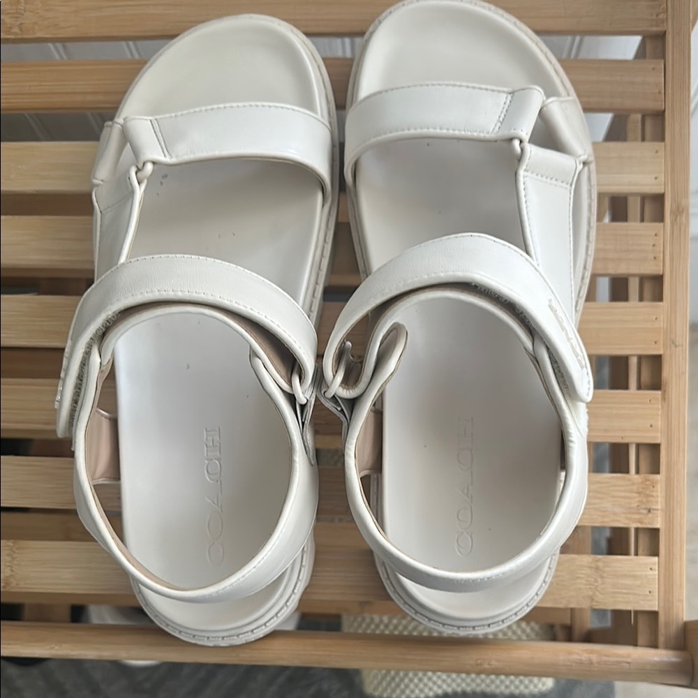 Coach White Sandals with Velcro Straps - Picture 2 of 4